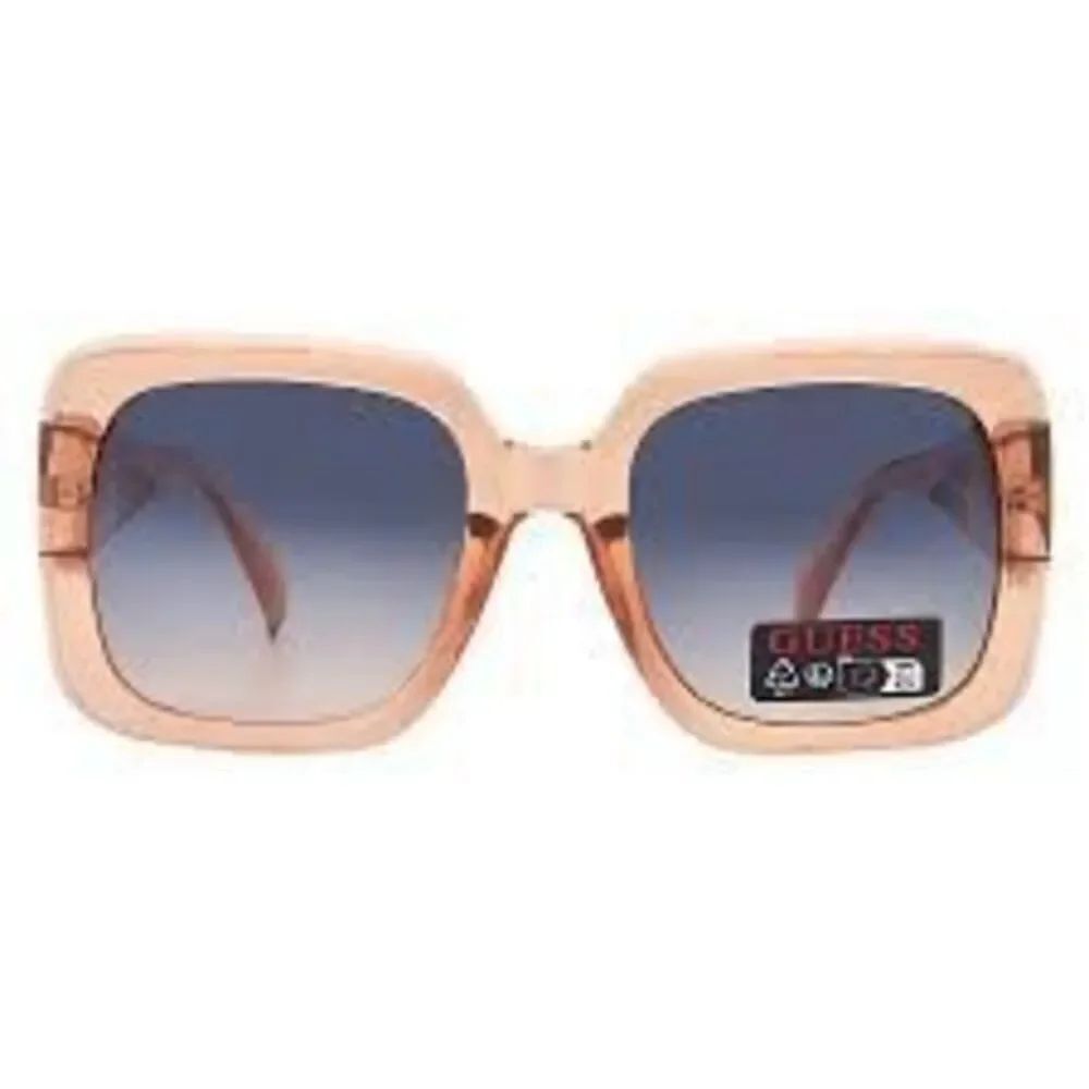Guess Chunky Square Brown Transparent Frame Sunglasses Gradient Lenses Y2K Style